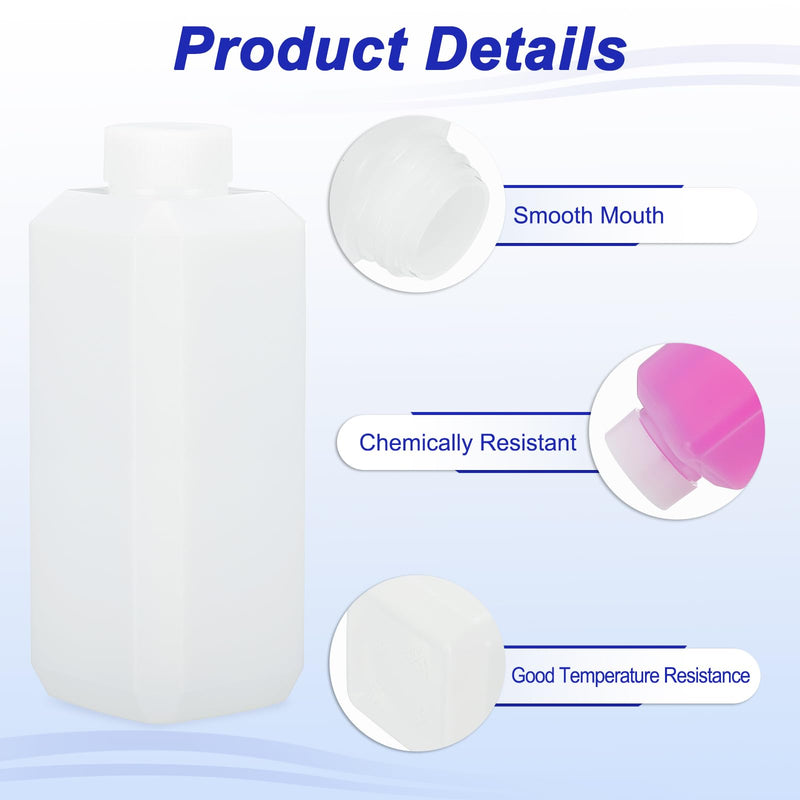 PATIKIL Reagent Bottles, 10 Pcs 500ml HDPE Narrow Mouth Square Sample Storage Container with Inner Ring Cover for Lab Water Reagent Liquids Solid Sample Storage Seal, Translucent White