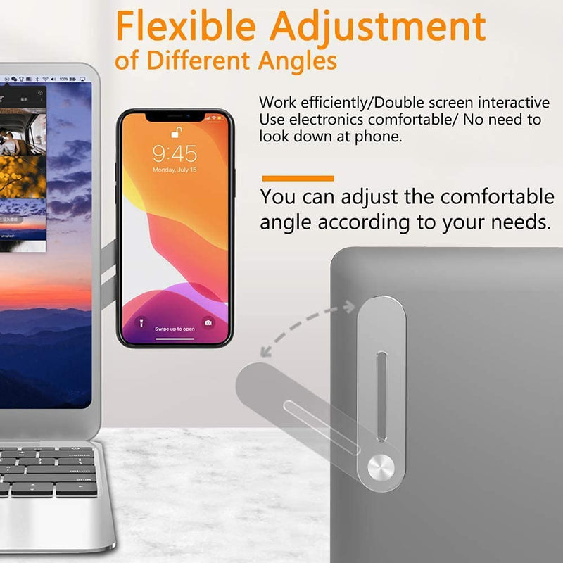 DK177 Laptop Phone Holder, Laptop or Desktop Monitor Side Mount Phone Holder, Slim Portable Foldable Smartphone Stand, Computer Monitor Expansion Bracket, Compatible with Any Phone, Black