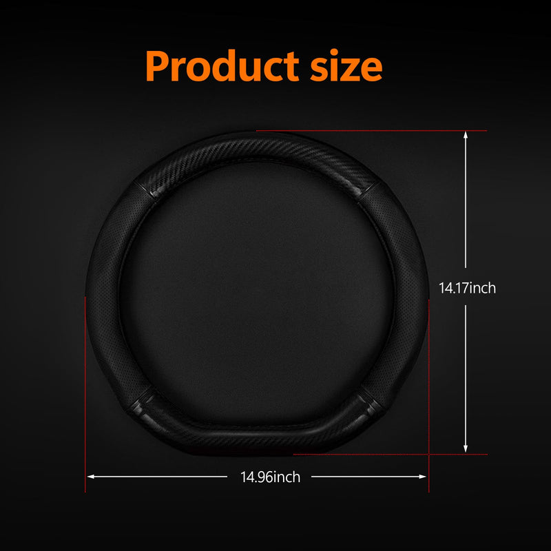 1 Pack Car Breathable Steering Wheel Cover, Wear -Resistant Steering Wheel Sleeve, Carbon Fiber Non-Slip Steering Wheel Protector, Four Seasons Universal Steering Wheel Set (Black #D -Shaped) D -Shaped Carbon Fiber Black