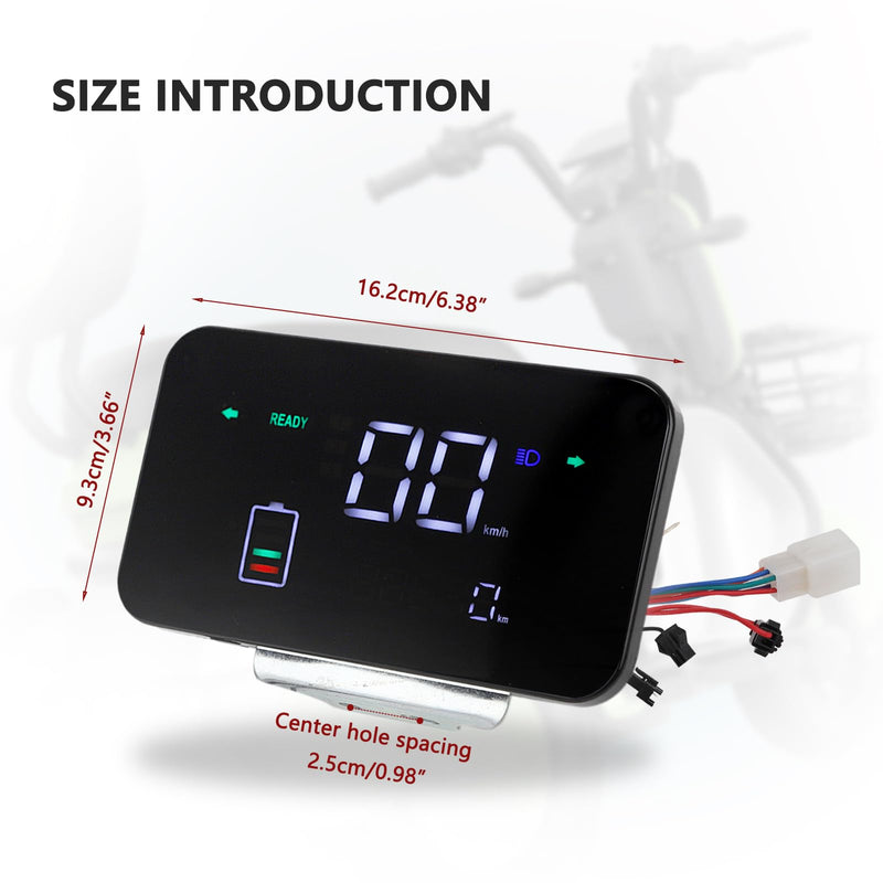 Minho 48V-72V Display Control Panel Digital Speedometer for Electric Scooter Bicycle E-Bike,Square Instrument Square
