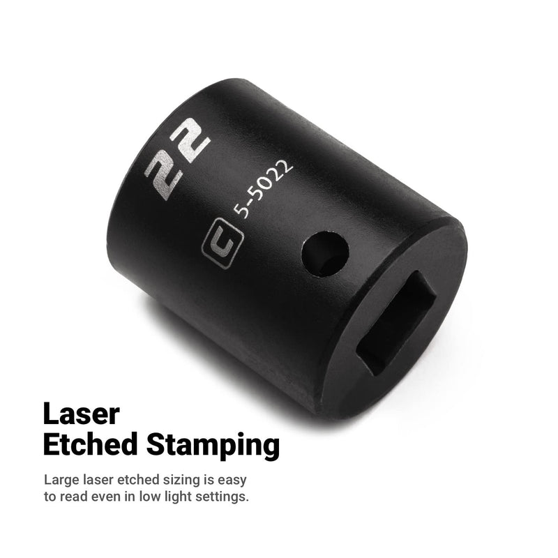 Capri Tools 1/2 in. Drive 18 mm 6-Point Metric Shallow Impact Socket, black (5-5018)