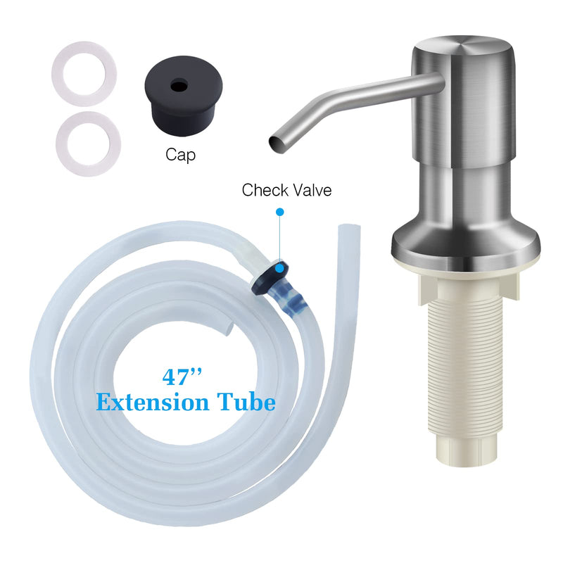 Soap Dispenser for Kitchen Sink and Extension Tube Kit, Stainless Steel SoapDispenser with 47 Inches Tube Connects Directly to Soap Bottle, Hand and Dish Soap Dispenser Pump （Brushed Nickel） Brushed Nickel With 47" Tube Kit