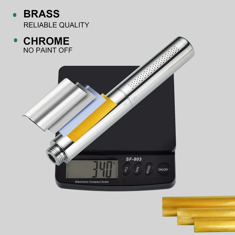Homipro Chrome Brass 2 In 1 Function High Flow Handheld Shower Head Set High Pressure 7 Inch Chrome Finish Shower Head Sprayer Hand Shower Wand with 59 Inch Hose, Bracket Polished Chrome