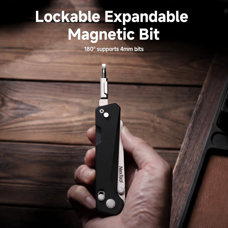 NEXTOOL Knight K40 Folding Pocket Knife,EDC Multitool with 3" 14C28N Steel Blade and G10 Handle,Axis Lock,Bits Adjustable 180°,Multi tool knife for Cmping,Hiking,Survival,Gifts for Men Pocket Size
