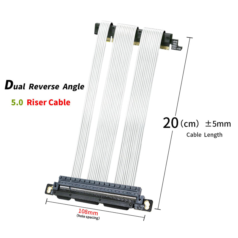 PCIe 5.0 X16 Riser Cable Dual Reverse and Straight GPU Extension Cable GEN5 for ITX A4 Case RTX5090 (20cm) Dual Reverse 20cm