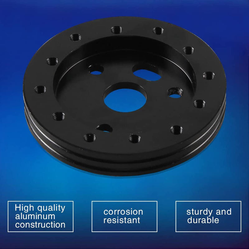RULLINE 0.5" Steering Wheel Hub Adapter Conversion Spacer 6 Hole to 3 Hole Steering Wheel Adapter Boss Kit Black 0.5"