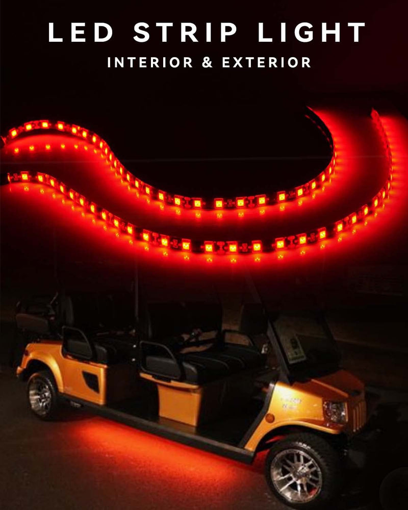 Red Led Strip Lights 24" Connectable 12V Led Light Strip for Cars Golf Cart Boat Marine Motorcycle Interior & Exterior Waterproof Car Led Light Strip, 4Pack Red Led Strip 24" Connectable