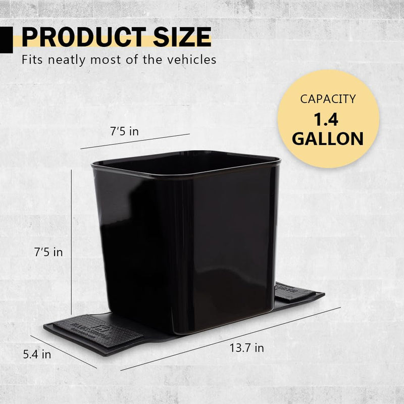 Car Trash Can for Vehicles Leakproof Compact Garbage Bin w/ Stability Flap, Anti-Slip Base, Portable Trash Holder for Cars, Trucks, SUVs, Minivans Compact, Easy to Clean Auto Container Organizer Black Large