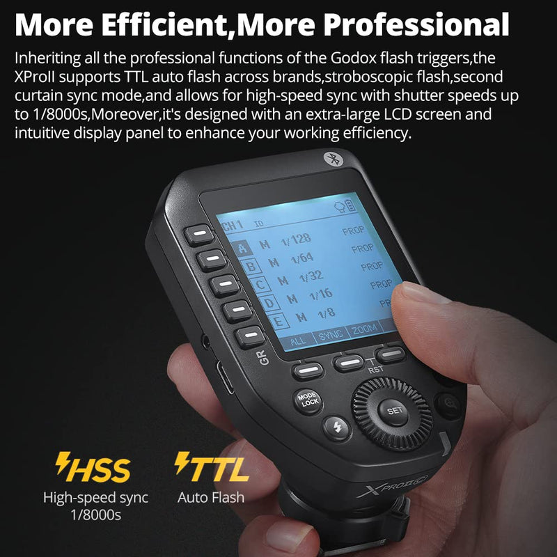 Godox XproII-C Trigger, Godox Flash Trigger for Canon, TTL Wireless Flash Trigger, HSS 1/8000s, 11 Customizable 5 Group Button, Can Bluetooth Connection (XproII-C)