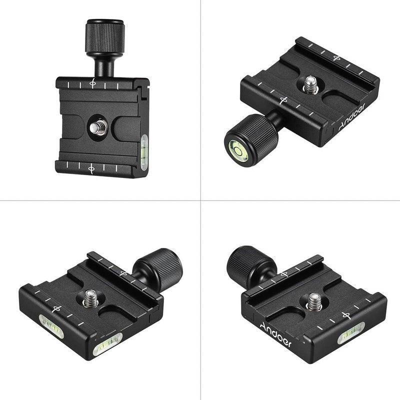 Andoer QR-50 Quick Release Plate Clamp Adapter with Built-in Bubble Level for Arca Swiss RRS Wimberley Tripod Ball Head