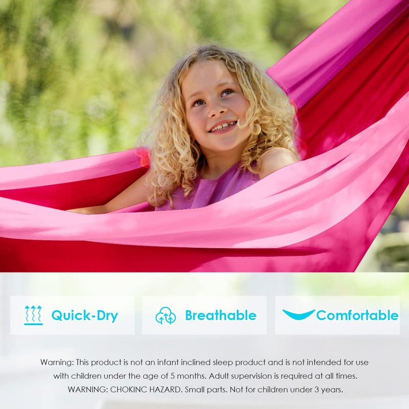Grassman Kids Hammock- Small Hammock for Camping Portable Hammock for Child Girls Boys Ultralight Backpack Mini Hammocks with Straps Pink one pack