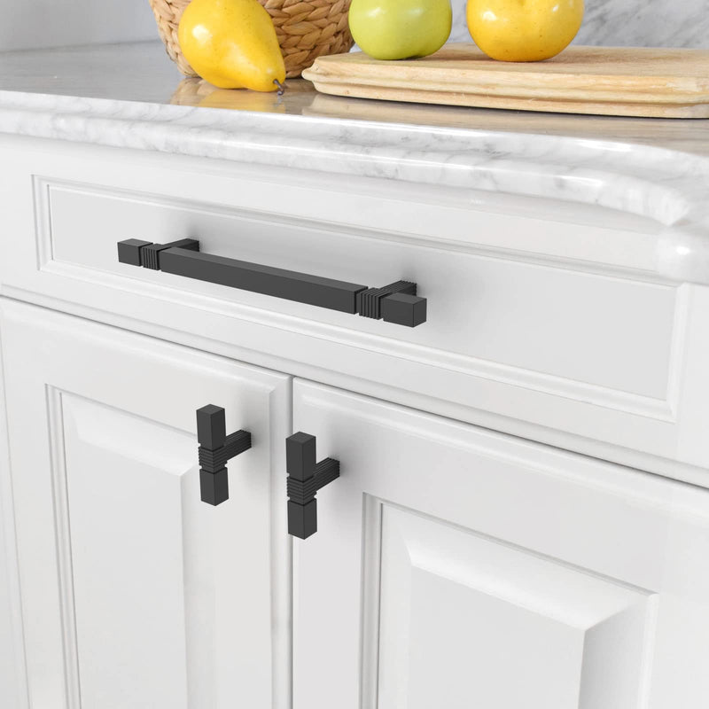 Asidrama 10 Pack Matte Black Kitchen Cabinet Knobs - Dresser & Drawer Knobs - Zinc Cabinet Hardware Single Hole
