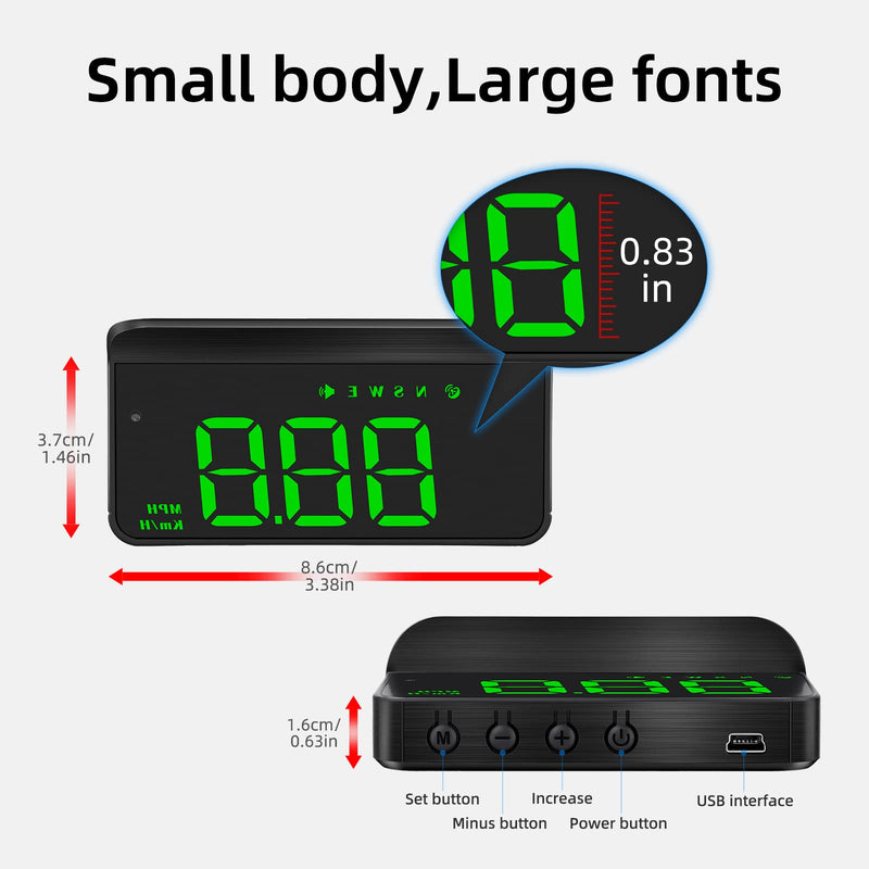 Heads Up Display for Cars,Windshield Speedometer Projector M1Green,Digital GPS Speedometer with Speed,Driving Direction,Overspeed Alarm Fatigued Driving,GPS Mode for All Vehicles M1 green