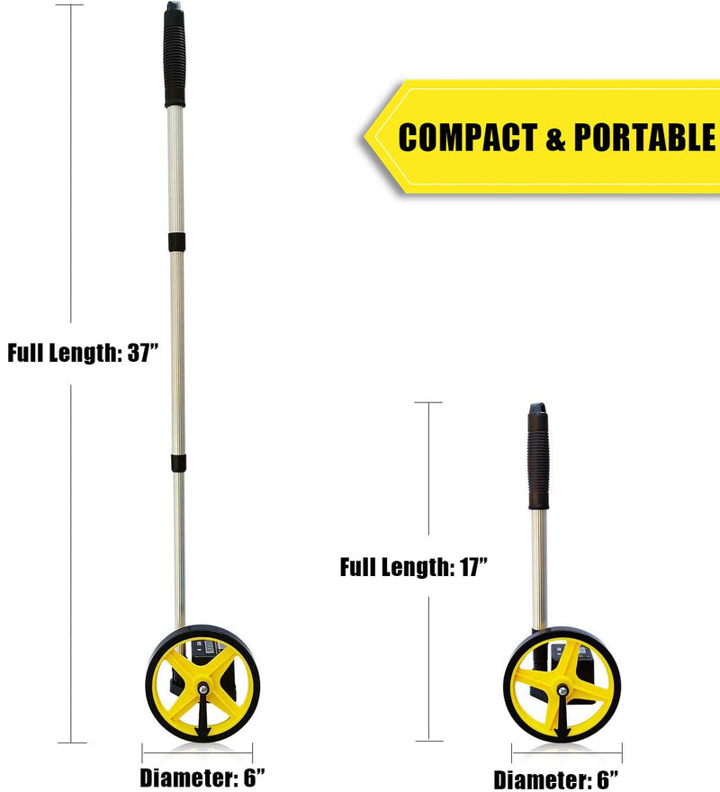 Zozen Measuring Wheel in Feet and Inches, 6-inch Measure Wheel - Telescopic/Mechanical/One Key to Reset/Starting Point Arrow and Cloth Carrying Bag, Measurement Up to 10,000Ft. 6'' Wheel