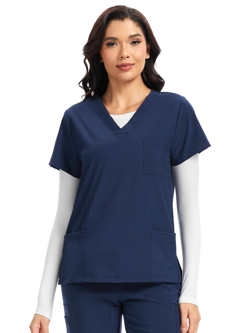 floralhue 3 Pack Underscrub Long Sleeve Women, Scrub Undershirts Crew Neck Comfort Tee with Ultra Soft Fabric Medium White