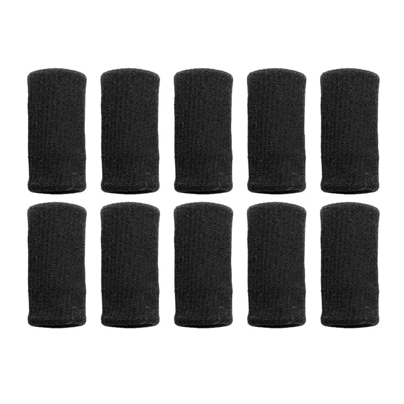 10Pcs Sports Finger Sleeves for Relieving Pain Finger Compression Protector for Basketball Golf Finger Support Thumb Brace Black