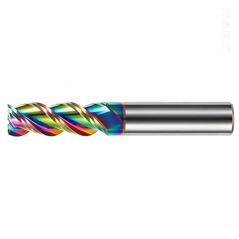 1/2" Carbide Square End Mill Bits for Aluminum - 1/2" Shank Dia,3'' Oal - 3 Flutes DLC Rainbow Coating - Durable 1/2 INCH