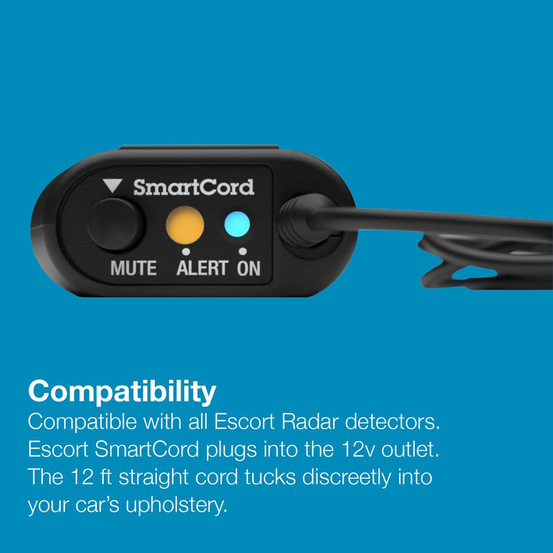 Escort Radar Detector SmartCord Straight Wire for Redline 360c, MAX 360/c MKII, 3, 4, MAXcam 360c and Additional Models Straight Wire - Blue Light