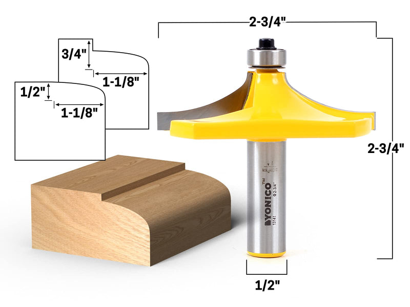 YONICO Handrail Molding Router Bits Set Thumbnail & Beaded 1/2-Inch Shank 18222 2 Bit Set - Thumbnail / Beaded