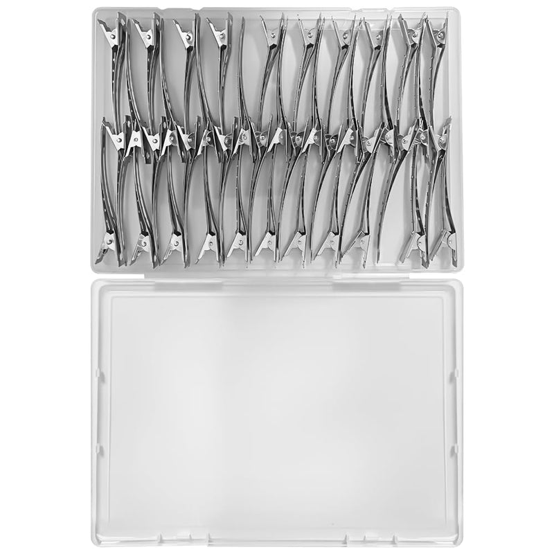 40 Pcs Hair Clips for Styling, 9cm Duck Bill Clips, Pin Curl Metal Sectioning Rollers, Long Roller Styling Alligator Hairdressing, Silver
