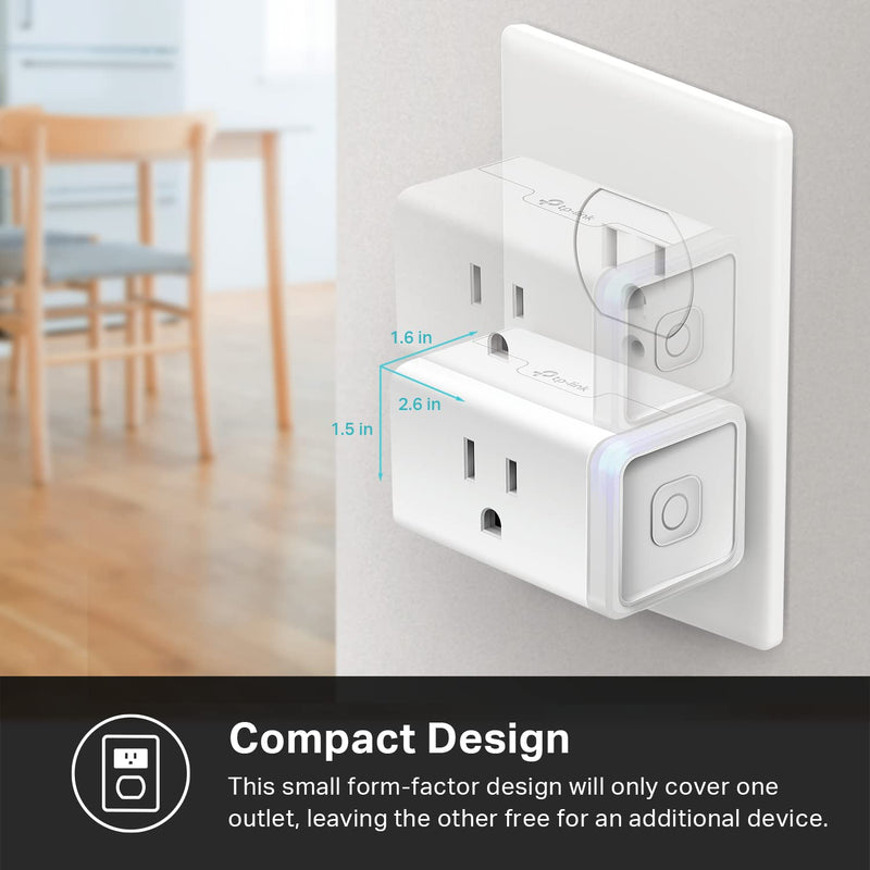 Kasa Smart Plug Mini 15A, Apple HomeKit Supported, Smart Outlet Works with Siri, Alexa & Google Home, UL Certified, App Control, Scheduling, Timer, 2.4G WiFi Only, 4 Count (Pack of 1) (EP25P4), White Energy Monitoring 4-Pack