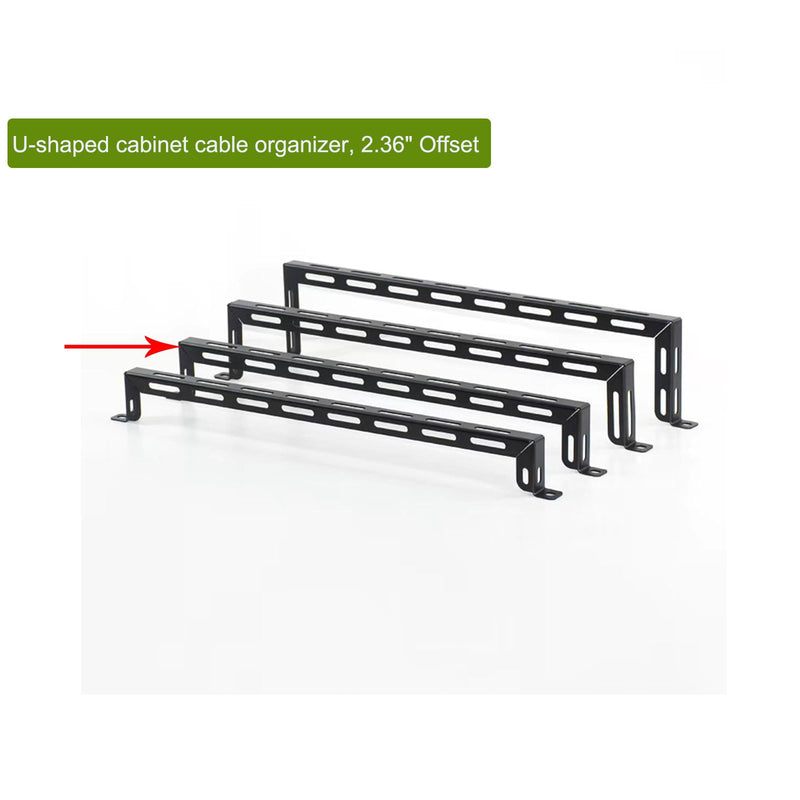 0.5U Rack Horizontal Mountable Cable Lacing U Bar, 19" Cabinet | Depth 2.36" ,with 4pcs Cage Nuts & Screws, 20pcs Cable Ties, fit for Network Cabinet Mount Wire Management
