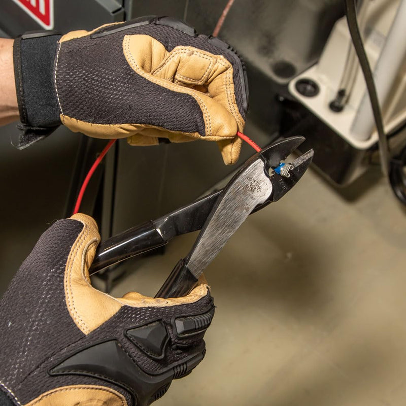 Klein Tools 1006 Cutting / Crimping Tool, Made in USA, Crimps 10 to 22 AWG Solderless Terminals and Connectors, with Wire Cutter in Tapered Nose Crimping Pliers