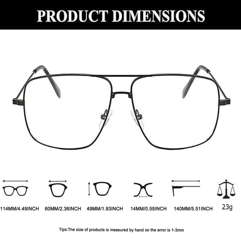 Aviator Photochromic Eyeglasses for Women and Men, Metal Square Frame Fashion Glasses for Night Driving Gold