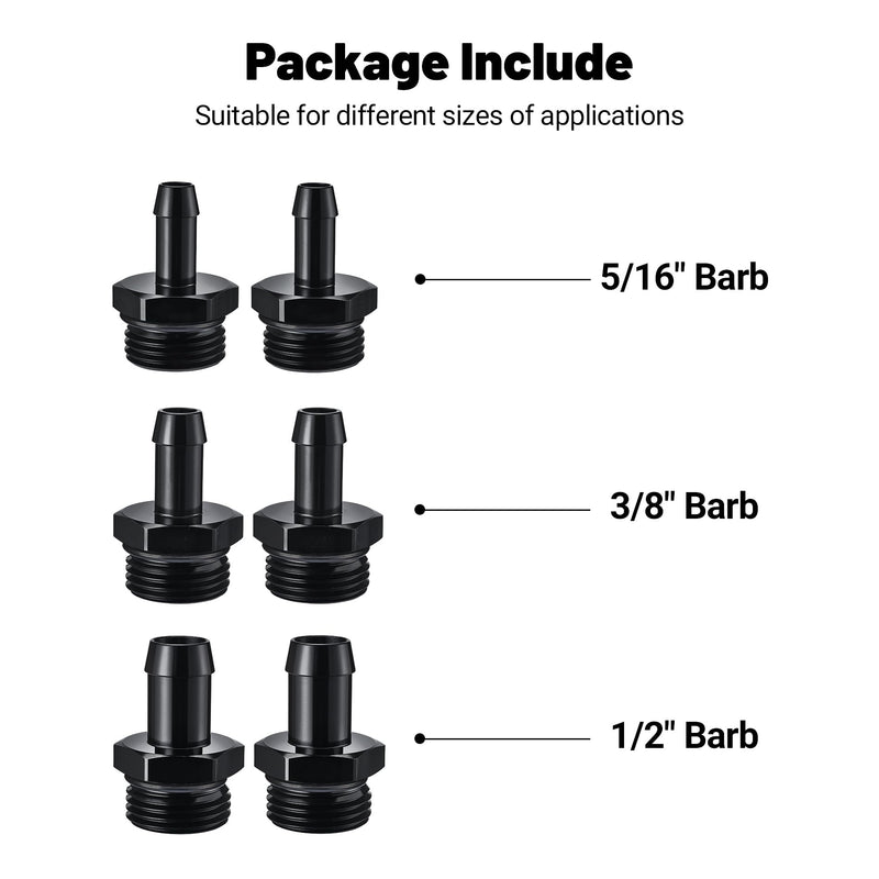 EVIL ENERGY Inline Fuel Filter 100 Micron with Barb 1/2", 3/8", 5/16" Fitting Adapter 50MM Universal Aluminum Black, for Gasoline, Diesel, Rubber Fuel Line, Car EFI & Carb Fuel Systems