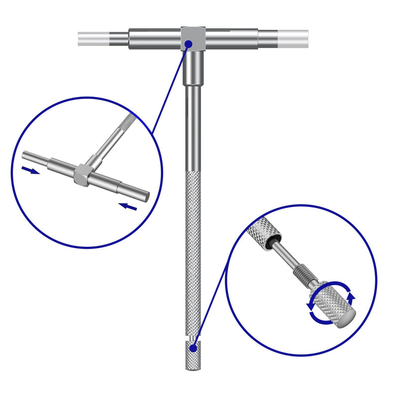 HDLNKAK Telescoping Gage Set, 6 Pack Stainless Steel T - Bore Hole Gauges, Range 5/16" - 6", Telescopic Bore Gauge, Measurement Tool for Precision Parts to Large Machinery.
