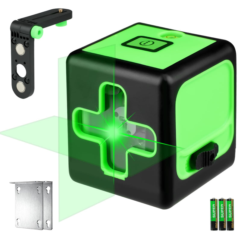 100Ft Self-Leveling Laser Level, 4 Brightness Adjustment, Manual/Self-Leveling Mode, Cross Line Laser Level for Picture Hanging, Tiling, DIY & Construction, Magnetic Bracket + Battery Included