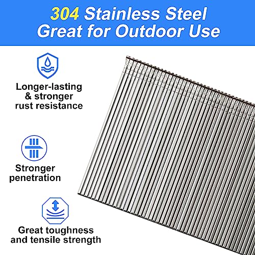 18 Gauge 5/8" to 1-/4 Inch 304 Stainless Steel Brad Nails, 2000-Pack