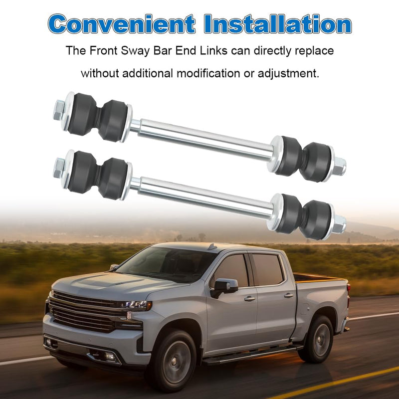 2PCS Front Sway Bar End Links Front Suspension Kit Compatible with 1988-2019 Chevy Silverado 1500/2500 Avalanche Tahoe Cadillac GMC Sierra Hummer Replacement for K80631 Sway Bar Links
