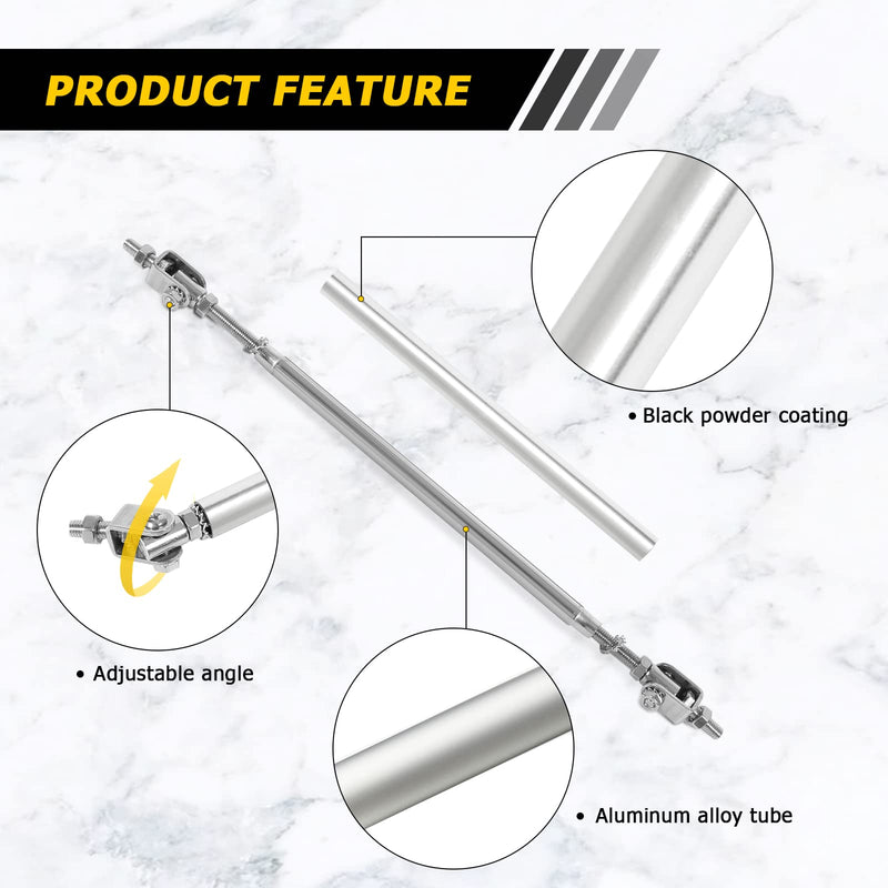 AUXMART 2PCS Splitter Rods, 8"-11"Adjustable Splitter Strut Rods Front Splitter Support Rods, Bumper Lip Splitter Diffuser Strut Rod Universal Tie Support Bars, Silver 8" - 11"