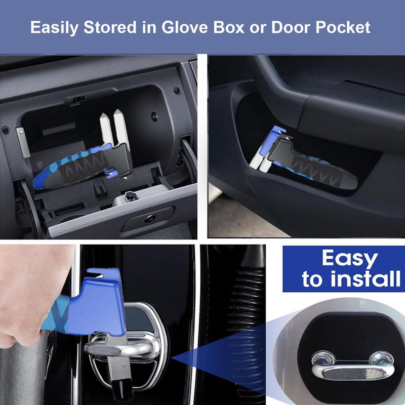 2 Pack Car Door Handle for Elderly, Door Grab Handle Assist, Ultra Grip Mobility Handle for Car, Car Door Latch Bar for Easily Get Out of Car, Anti-Slip Design, Black/Blue Black+Blue Handles