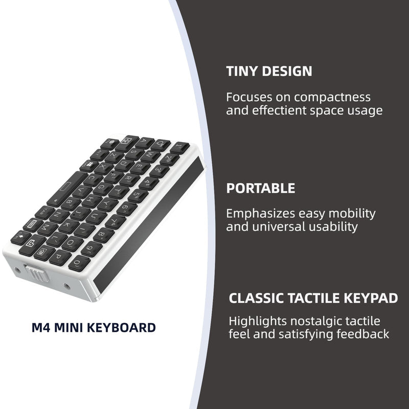 EXknight Mini Keyboard - Wireless Bluetooth Keyboard, Retro Clicky Style | Black&White, Compatible With iOS, iPhone, iPad, Mac, Android, Smartphone & Tablet White&Black
