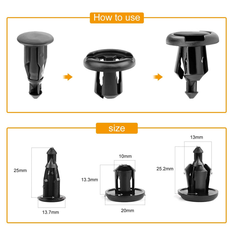 GOOACC GRC-08 Honda and Acura Fender Clips-91503-SZ3-003 40 Pcs Fastener Rivet Clips Nylon Bumper Automotive Furniture Assembly Expansion Screws Kit Auto Body 10mm-40PCS 40Pcs 10mm Clips 40PCS Fastener Clips-10mm