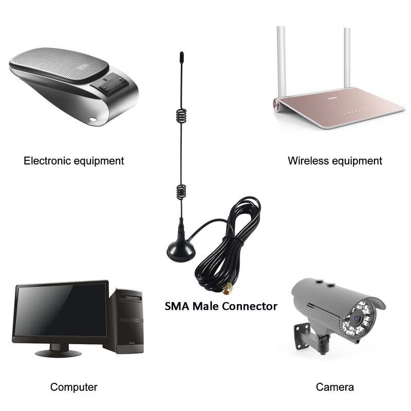 2.4GHz 7dBi WiFi Booster Antenna (2-Pack) - SMA Male Connector - Dual Band (2.4GHz & 5.8GHz) - Compatible with WiFi Router, Security Camera, Network Card, USB Adapter