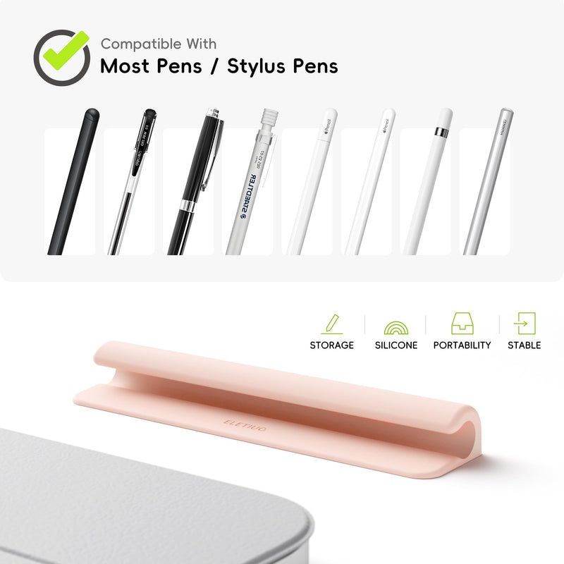 ELETIUO Silicone Pencil Holder Sleeve,Compatible with Apple Pencil (USB-C),Apple Pencil 1st/ 2nd Generation,Strong Adhesive Sticky Attached to iPad Case for Stylus Pens and Most Pens,Pink Pink