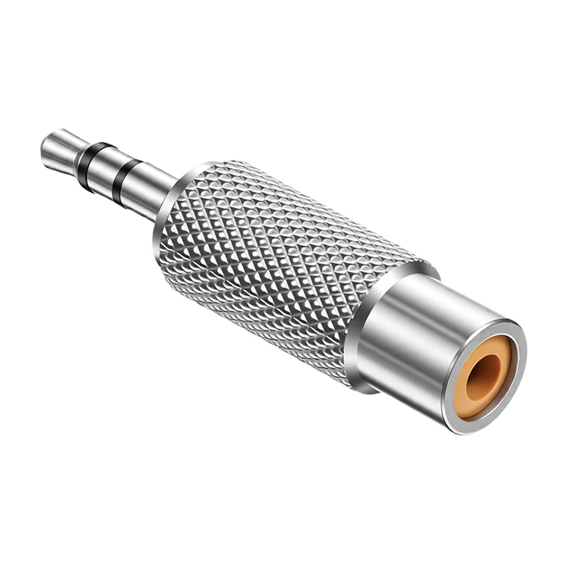 RCA to 3.5mm Audio Adapter, 3.5mm (1/8 Inch) Stereo Plug Male to RCA Female Jack, Metal Adaptor Connector, Silver, 2 Pack, 3-Pole