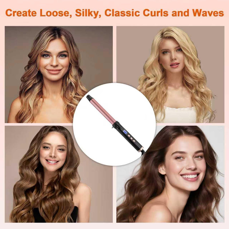 Curling Wand 25mm Tourmaline Ceramic Barrel Hair Curling Wand for Medium to Long Hair, Clamp-Free, Adjustable Temperature, Dual Voltage Professional Hair Curler Iron for Long-Lasting Waves