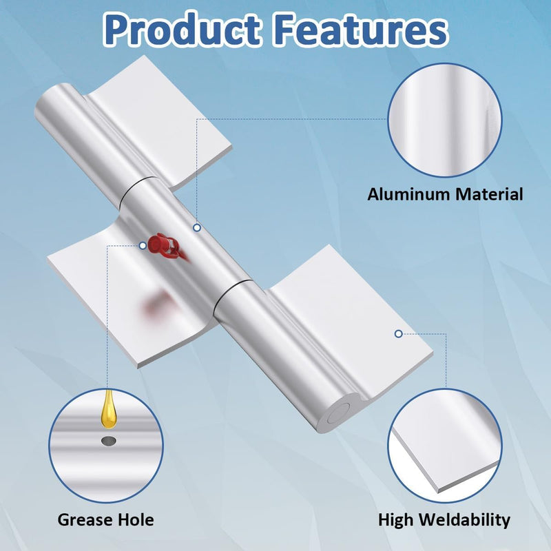 WKZO 9 Inch Aluminum Hinge Greaseable Weld on Door Hinge Ramp Gate Fit for Trailer Truck - 2 Pack