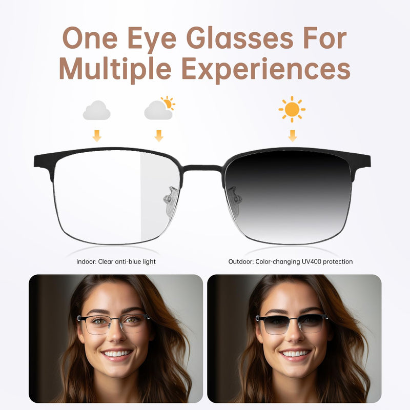 Smart AI Translator Glasses, Blue Light Glasses for Woman Men, Simultaneous Interpretation Eyeglasses for 110+ Languages, Real-Time Translation, Photochromic Lenses, AI Smart Sunglasses for Travel -G GS06-AI Glasses-Gold