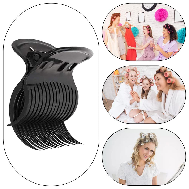 12 Pcs Hot Roller Clips Plastic Hair Curler Claw Clips Hair Section Stylings for Women Girls (Black)