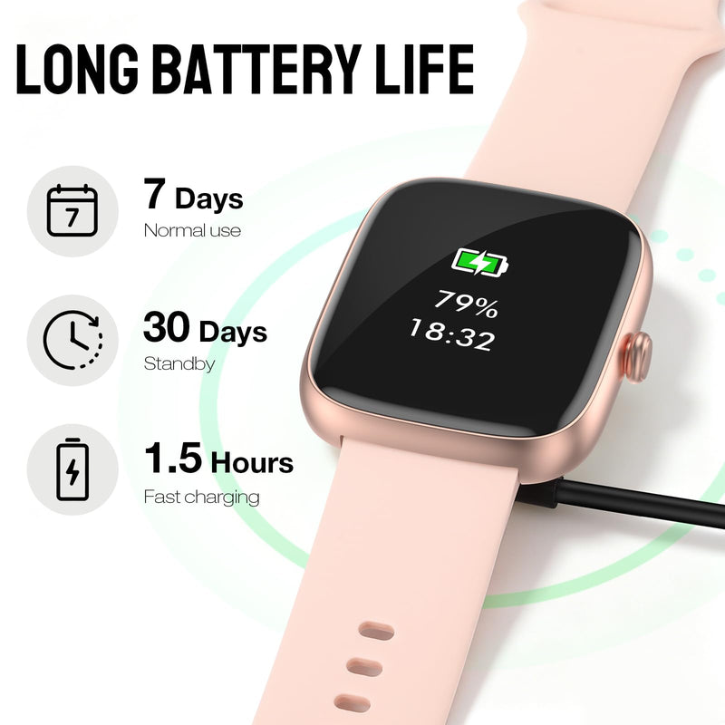 Smart Watch for Women, 1.83" HD Fitness Tracker (Answer/Make Call) with 24/7 Heart Rate/Sleep/SpO2 Monitor, IP68 Waterproof, 100+ Sport Modes Smartwatch for iPhone/Samsung/Android (Rose Pink) Rose Pink
