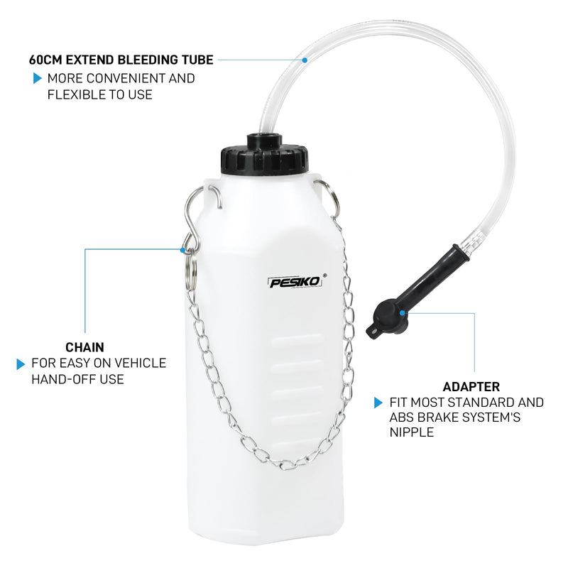 1L Brake Bleeder Bottle One Person, Brake Fluid Bleeding kit with 24 inch Tube and Rubber Connector for Collect Brake Fluid 1 L Reservoir Bottle