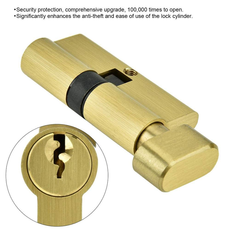 Sonew 65mm Copper Single Open Key Lock Cylinder, Modern Gold, Anti-Theft, Home Use, Door Lock Replacement Parts