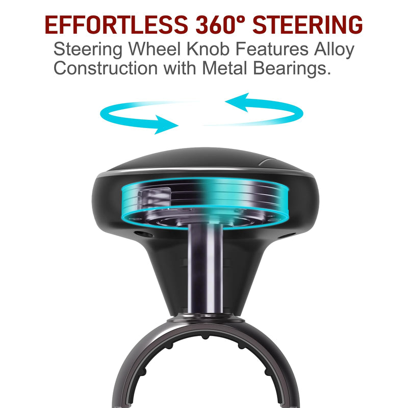 Tool Free Steering Wheel Knob Spinner with Metal Ball Bearing, Quick Install Suicide Knob for Steering Wheel, Steering Wheel Spinner Fits 3.45–4.9" Car, SUV, Semi Truck, Tractor, Boat (Red, 1 Pack) Red
