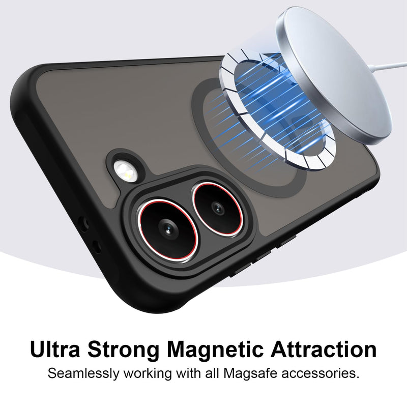 QUIETIP Magnetic Case for Poco X8 Pro with Screen Protector,[Compatible with MagSafe] Translucent Matte Drop Protection Cover,Black Black