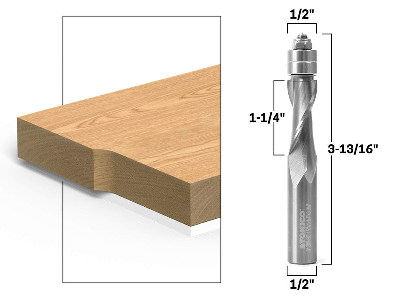 YONICO Router Bits Pattern Bit Solid Carbide Flush Trim Spiral 1/2-Inch Up-Cut 1/2-Inch Shank 31200-SC